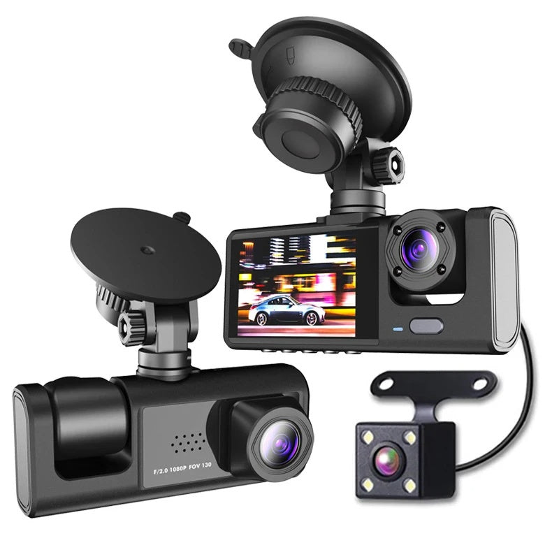 Car Dual Lens Dash Cam HD 1080P Front Rear Inside Video Recorder Camera G-Sensor