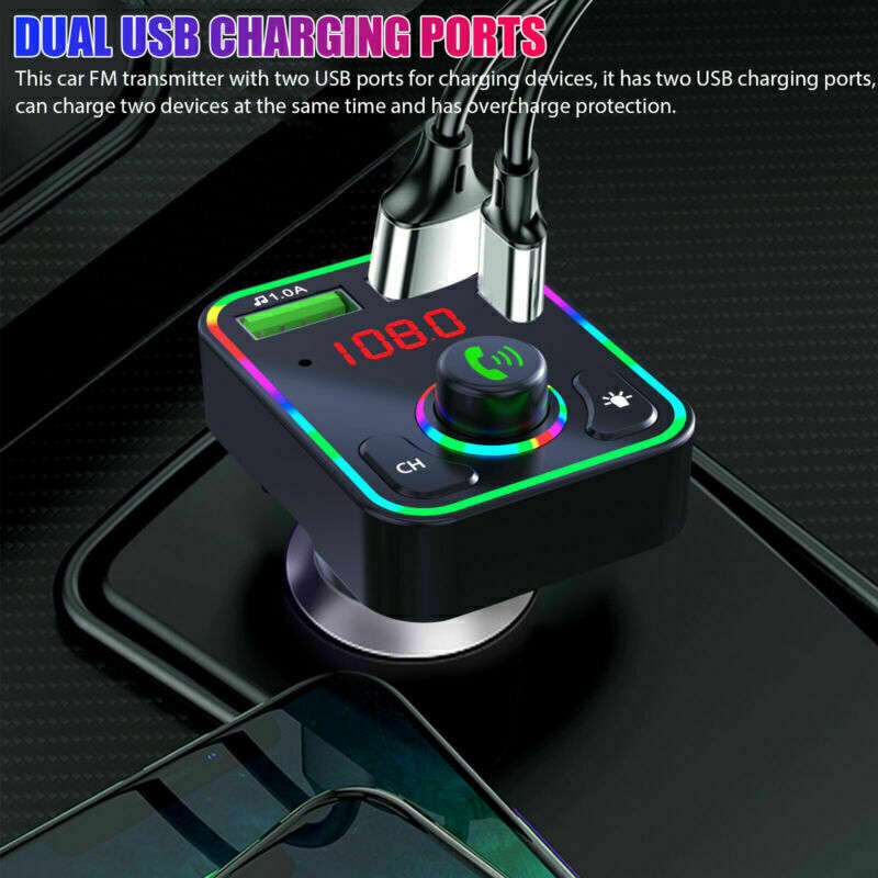 Car MP3 Bluetooth 5.0 Wireless FM Transmitter Adapter 2USB - PD Fast Charger AUX