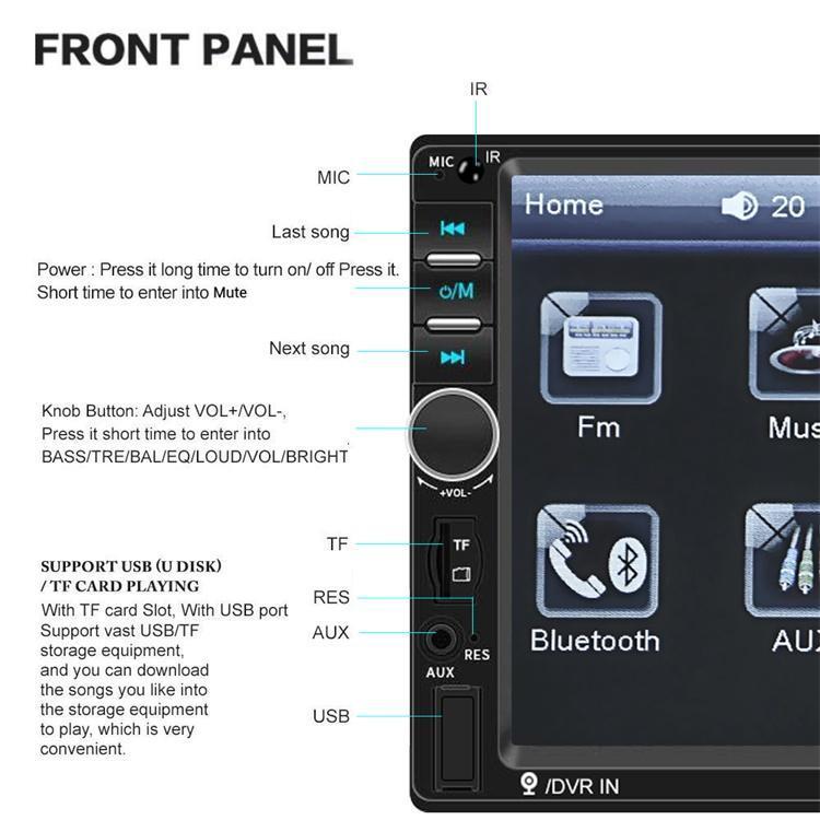European, American And British Stock Related Baodafeng 2Din Car MP5 Player Car Radio 7 Inch Touch Screen Bluetooth USB AUX Stereo Wholesale