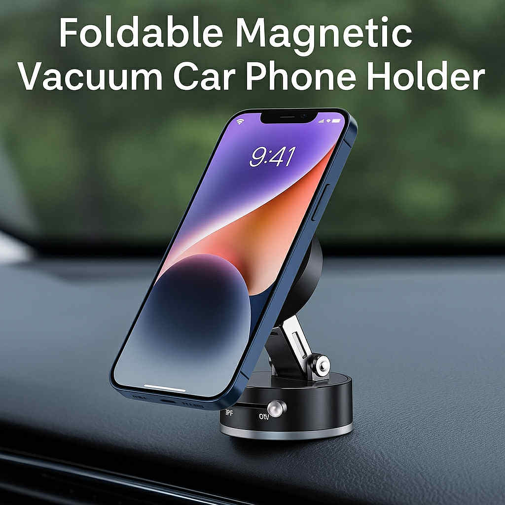Foldable Magnetic Car Phone Holder with Suction Cup